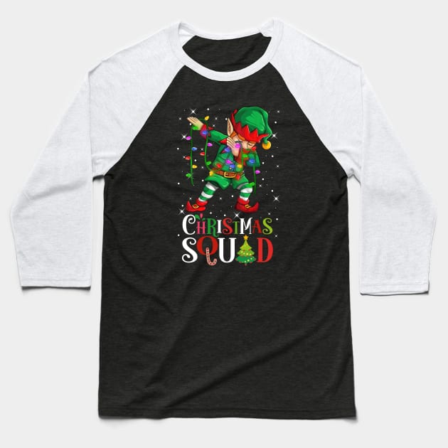 Christmas Squad Funny Xmas Dabbing ELF Squad Boys Men Xmas Family Matching Baseball T-Shirt by springins